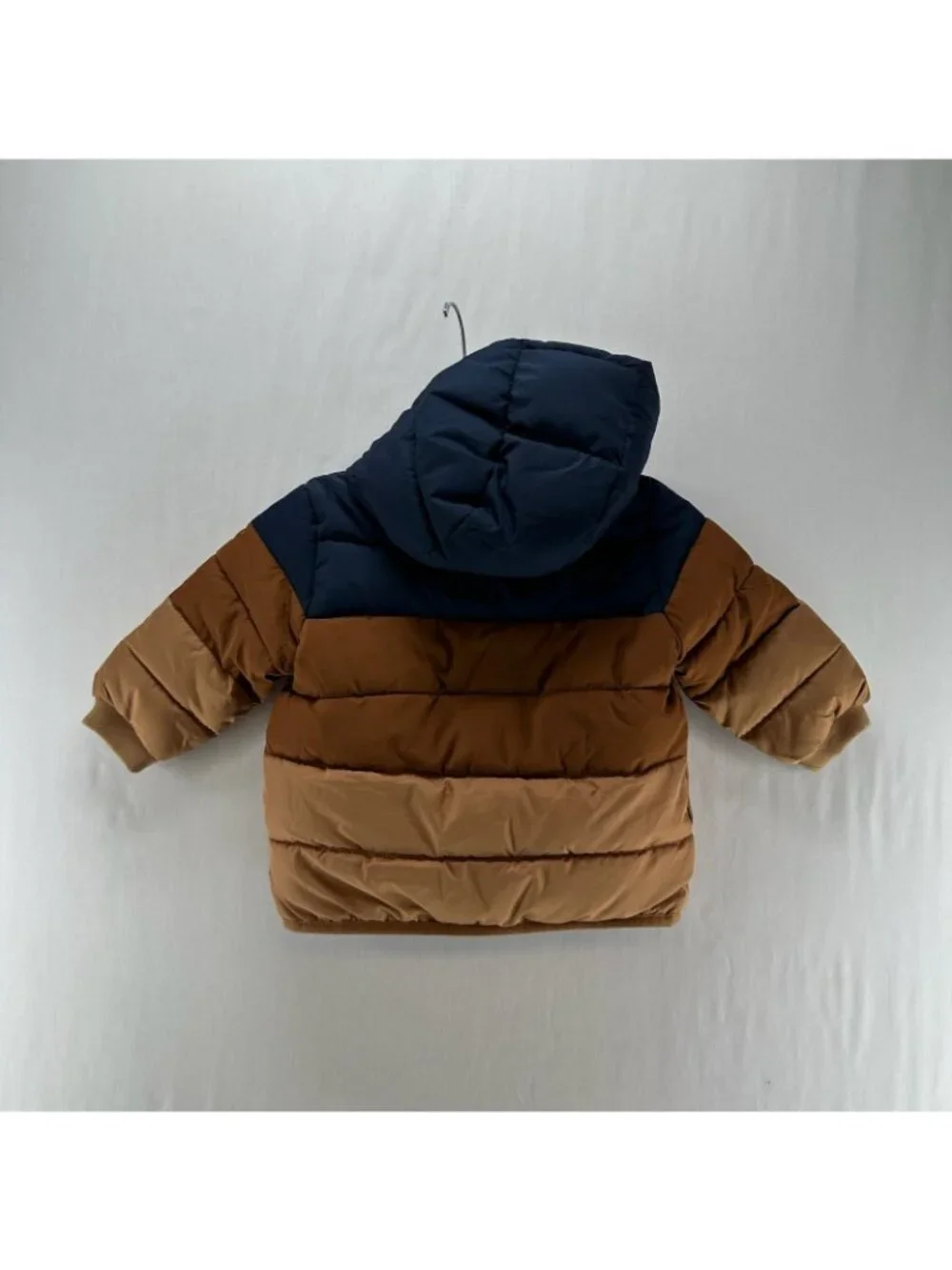 BabyGap ColdControl Colorblock Puffer Jacket Boys 12-18M Hood Fleece Brown Navy